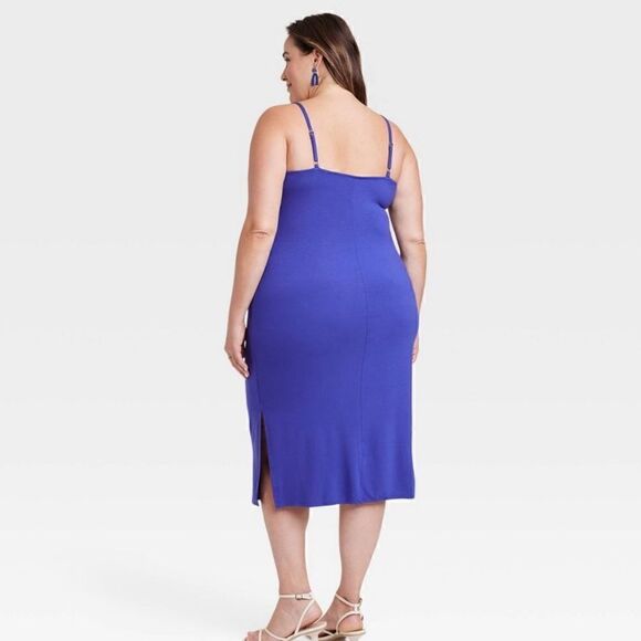 Ava&Viv Women's V-Neck Bodycon Dress Royal Blue NWT Size 2X - Picture 3 of 9